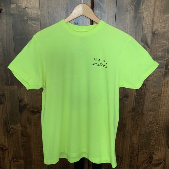 MAUI & SONS Neon Yellow Classic Graphic T-Shirt F5 - Picture 2 of 3